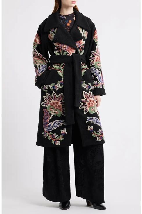 FARM Rio Jackets & Blazers - Farm Rio Marvelous Garden Fleece Coat Black Size Large